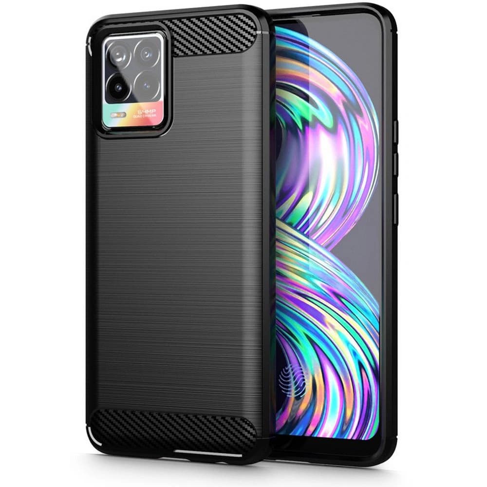 Case Tech-Protect TPUCarbon Realme 8/8 Pro Schwarz