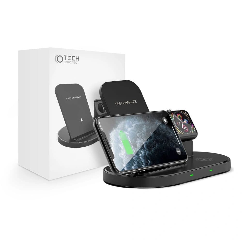 Vezeték nélküli töltő Tech-Protect W55 Wireless Charging Station Fekete - 7