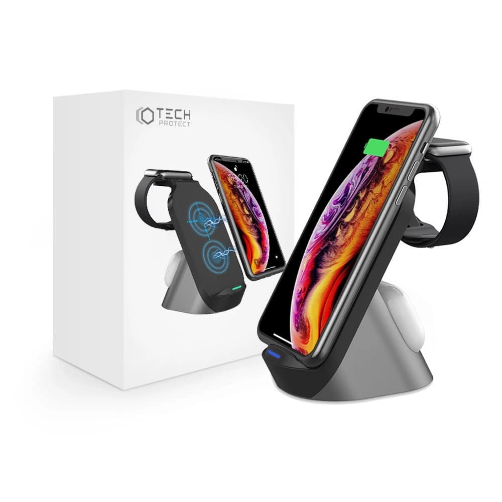 Vezeték nélküli töltő Tech-Protect H18 vezeték nélküli töltőállomás Fekete - 7