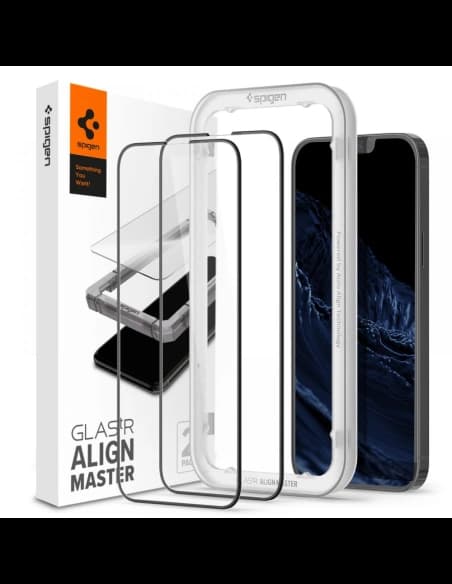 Gehärtetes Glas Spigen GLAS.tR Slim AlignMaster Apple iPhone iPhone 14 Plus / 15 Plus Schwarz [2 PACK]