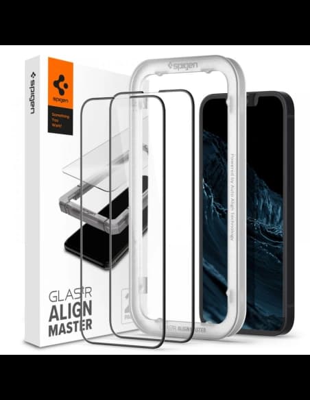 Tvrzené sklo Spigen GLAS.tR Slim AlignMaster Apple iPhone 14/13/13 Pro Černá [2 PACK]