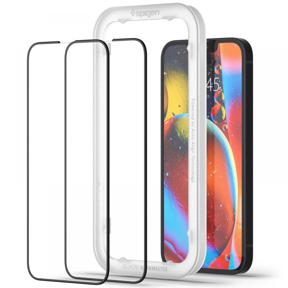 Tvrzené sklo Spigen GLAS.tR Slim AlignMaster Apple iPhone 14/13/13 Pro Černá [2 PACK] - 2