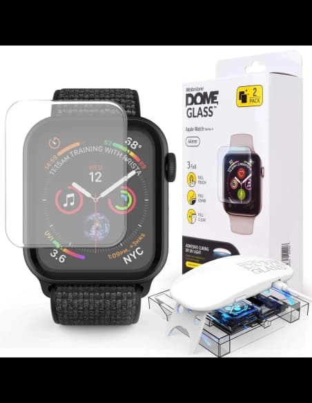 2x Edzett üveg UV ragasztóval Whitestone Dome üveg Apple Watch 4/5/6/7/8/9/SE 44/45mm Átlátszó