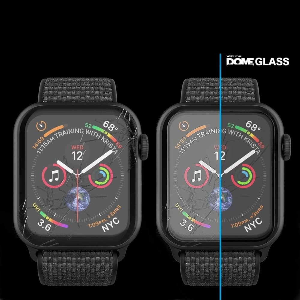 2x Tempered glass with UV glue Whitestone Dome Glass Apple Watch 4/5/6/7/8/9/SE 44/45mm Clear - 3