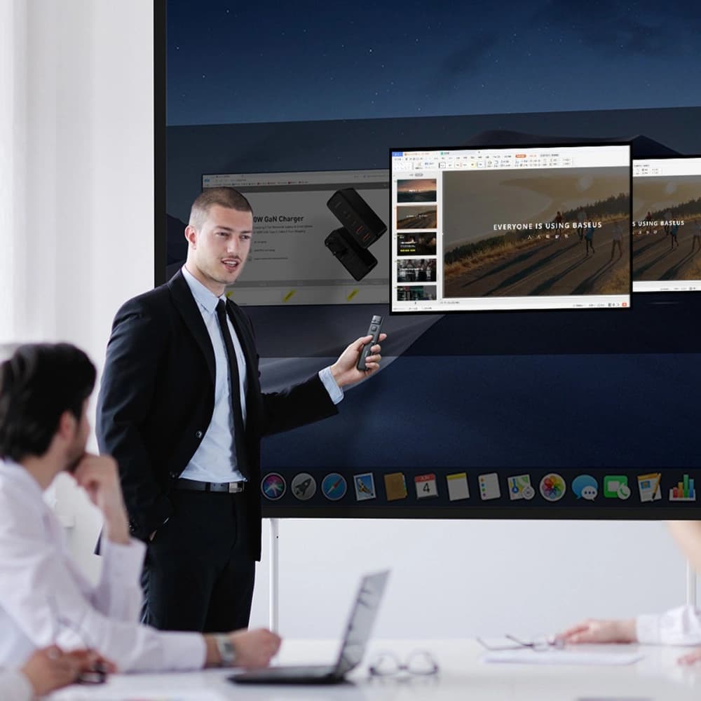 Többfunkciós távirányító Baseus Orange Dot bemutatókhoz, lézeres mutatóval, akkumulátoros (szürke) - 9