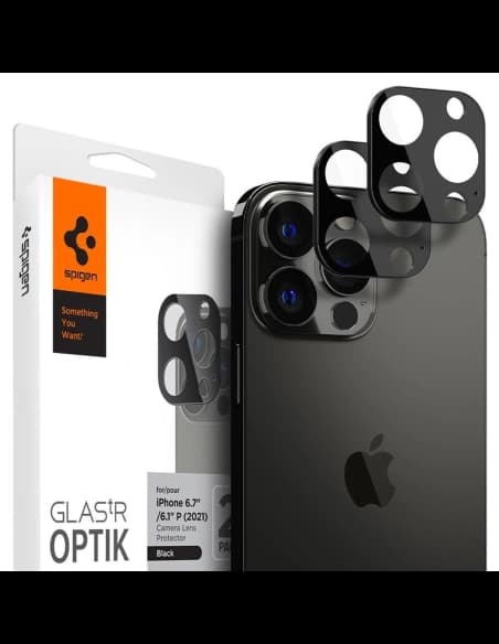 Tvrzené sklo na zařízení Spigen Optik Camera Lens Apple iPhone 13 Pro/13 Pro Max Black [2 PACK]