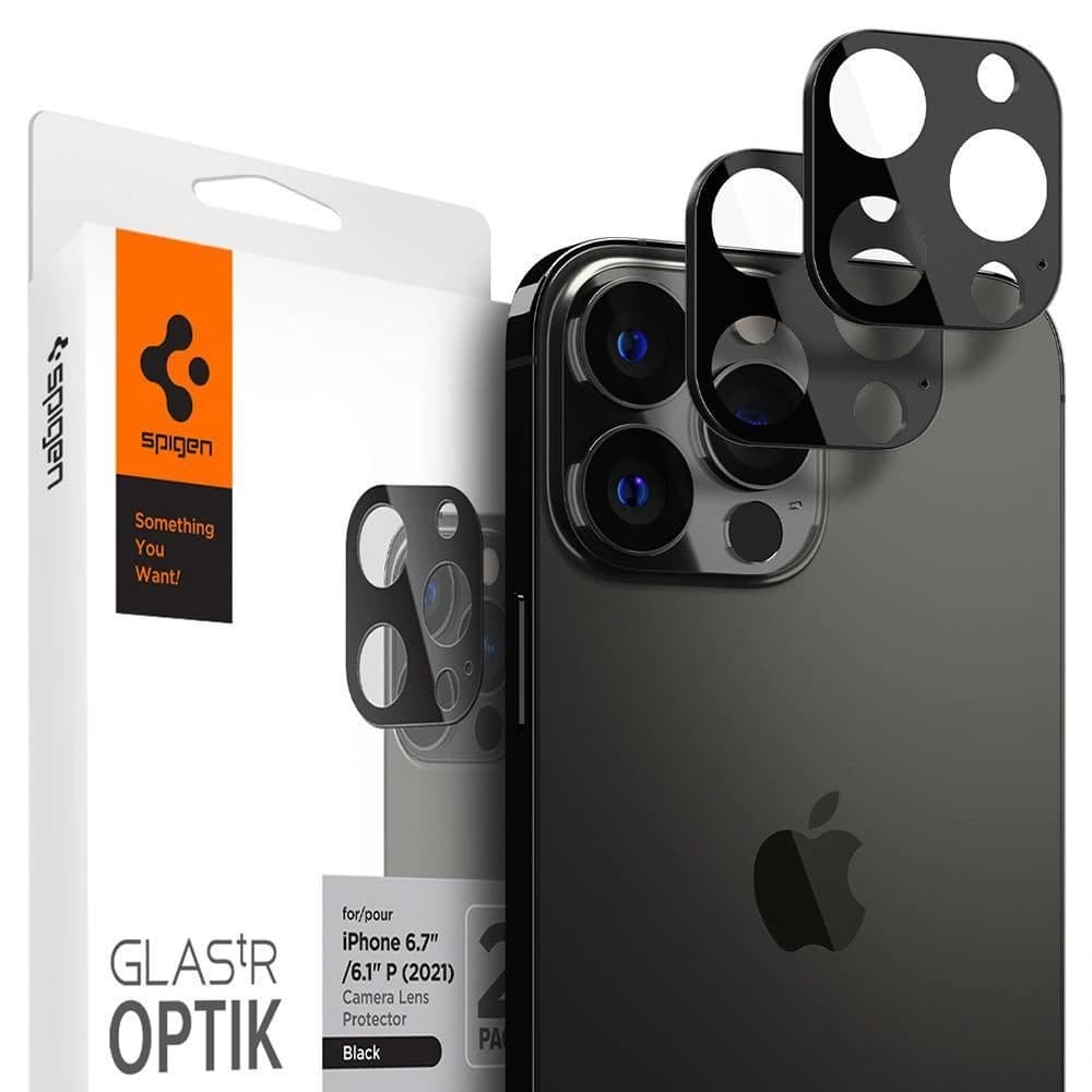 Tvrzené sklo na zařízení Spigen Optik Camera Lens Apple iPhone 13 Pro/13 Pro Max Black [2 PACK] - 1