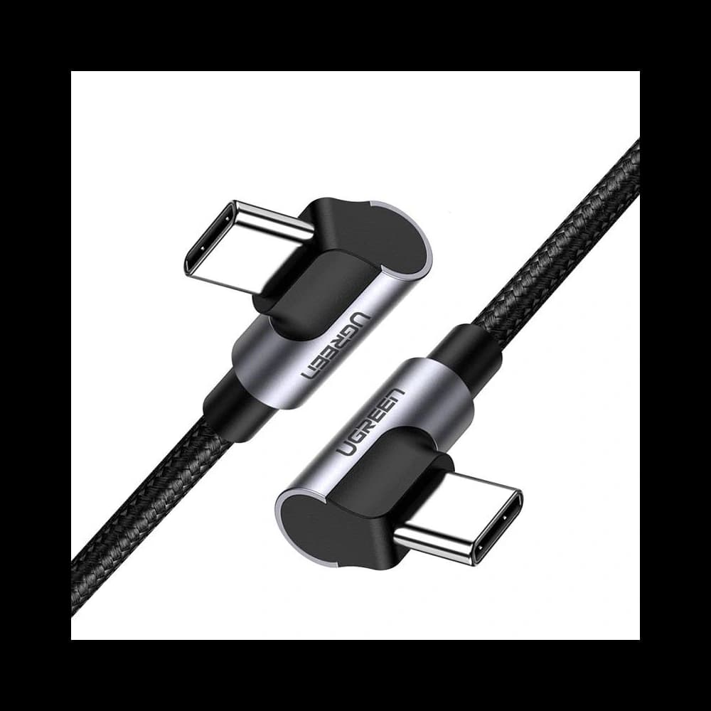 USB-C auf USB-C abgewinkeltes Kabel UGREEN US323, PD, 3A 60W, 1m (schwarz)