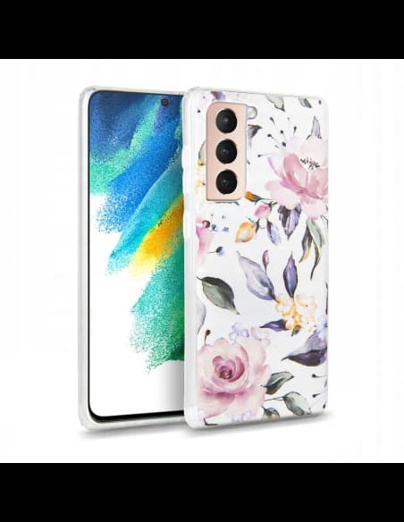 Tech-Protect Floral Samsung Galaxy S21 FE White