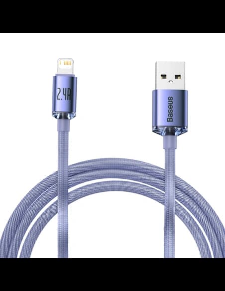 USB kábel Lightning Baseus Crystal, 2.4A, 2m (lila)