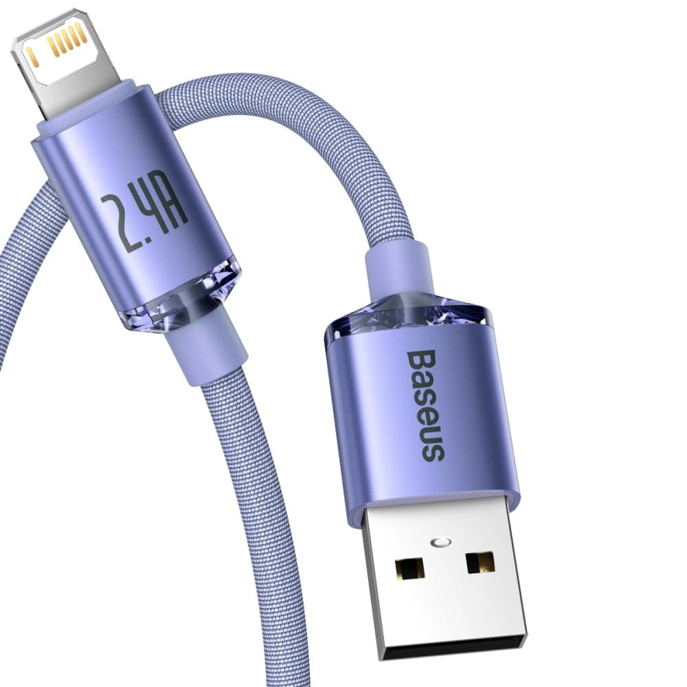 Cablul USB la Lightning Baseus Crystal, 2.4A, 2m (mov) - 3