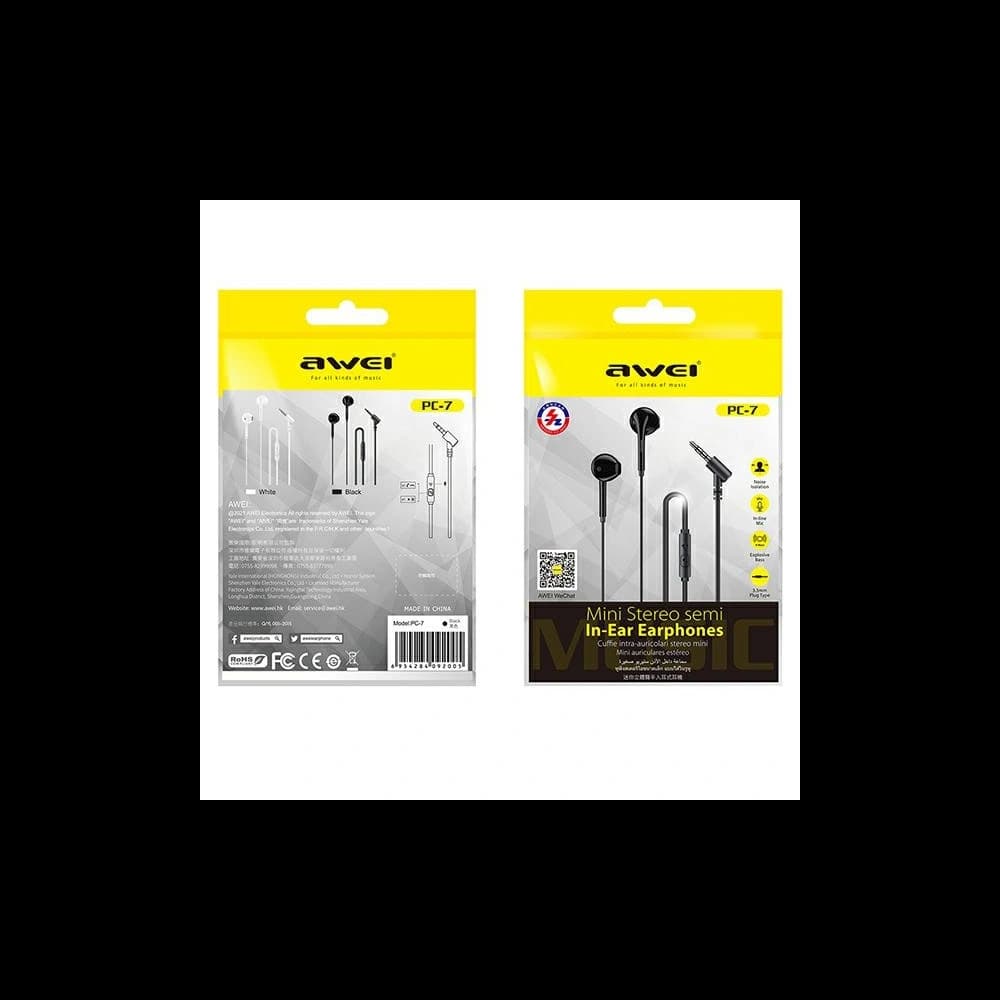 AWEI słuchawki stereo PC-7 3,5mm jack czarny/black - 6