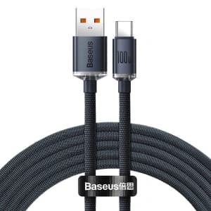 USB-A / USB-C kábel Baseus Crystal, 100W, 2m (fekete)
