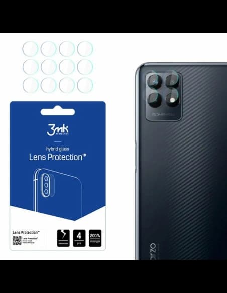 Hybridní sklo na objektiv fotoaparátu 3MK Ochrana objektivu Realme Narzo 50 [4 PACK]