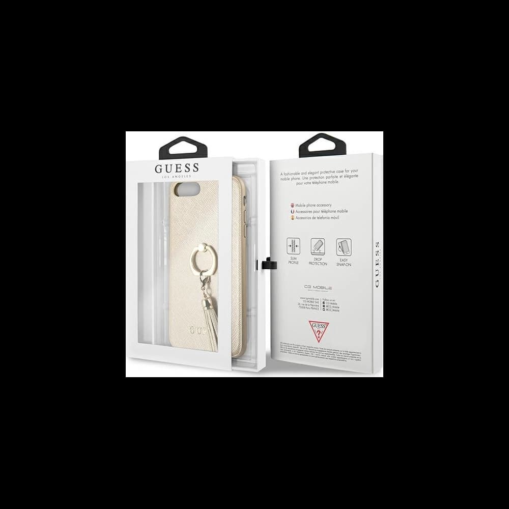 Case Guess GUHCI8LRSSABE Apple iPhone 8/7 Plus beige hartes Saffiano-Gehäuse mit Ringständer - 6