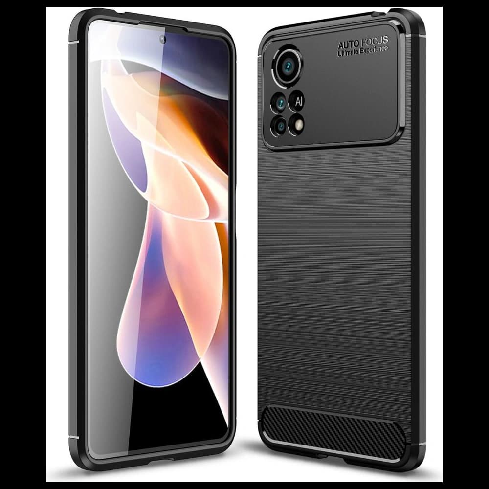 Etui Tech-Protect TPUCarbon POCO X4 Pro 5G Negru