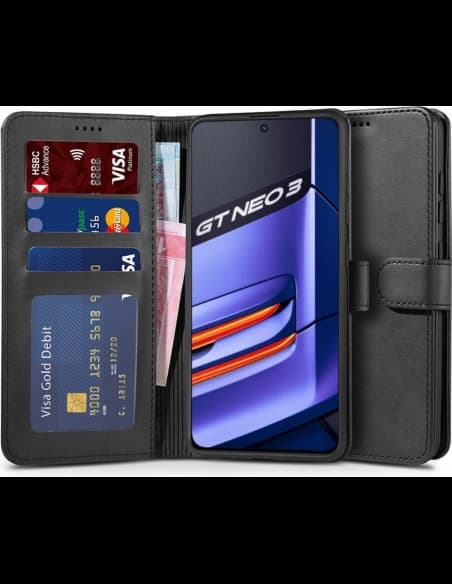 Case Tech-Protect Wallet Realme GT Neo 3 Schwarz