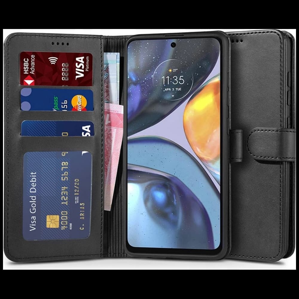 Case Tech-Protect Wallet Motorola Moto G22 Schwarz - 1