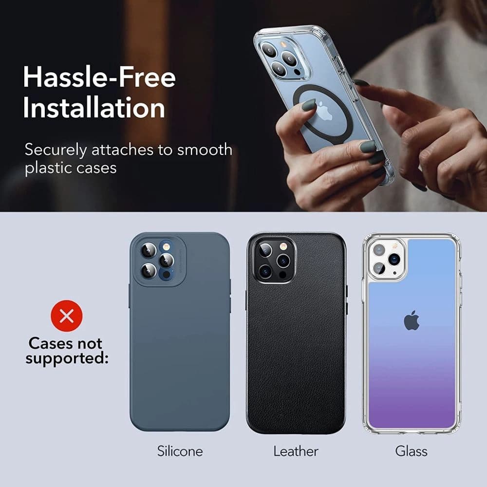 Mágneses gyűrűk ESR Halolock MagSafe Universal Magnetic Ring Black [2 PACK] - 6