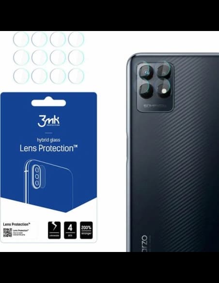 Hybridní sklo na objektiv fotoaparátu 3MK Ochrana objektivu Realme Narzo 50 5G [4 PACK]
