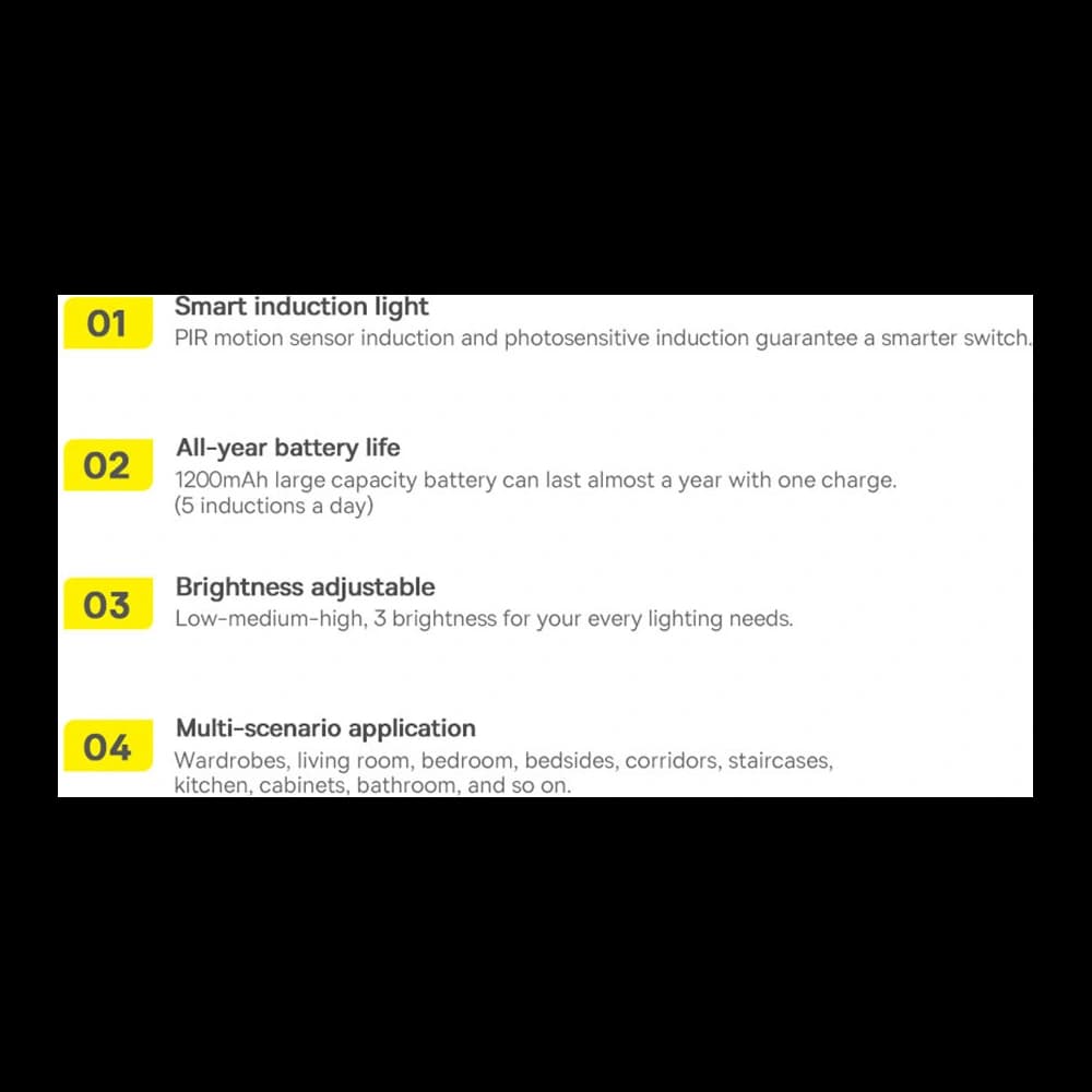 Széf lámpa Baseus Sunshine Series PIR mozgásérzékelővel 1200mAh fehér - 25