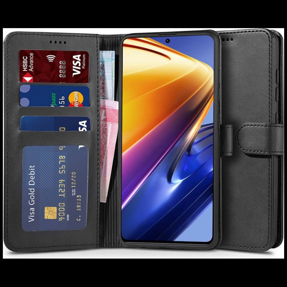 Hülle Tech-Protect Wallet POCO F4 5G Schwarz