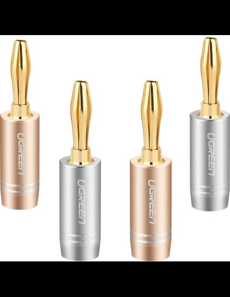 Aluminium-Audio-Stecker UGREEN AV149, vergoldet, mehrfarbig, Bananenstecker [4 pack]