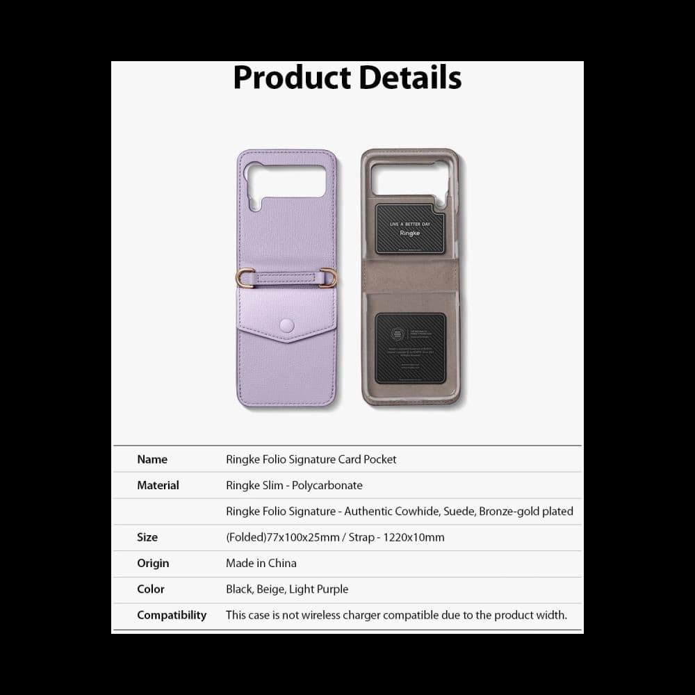 Ringke Folio Signature Card Pocket Samsung Galaxy Z Flip 3 Light Purple - 9