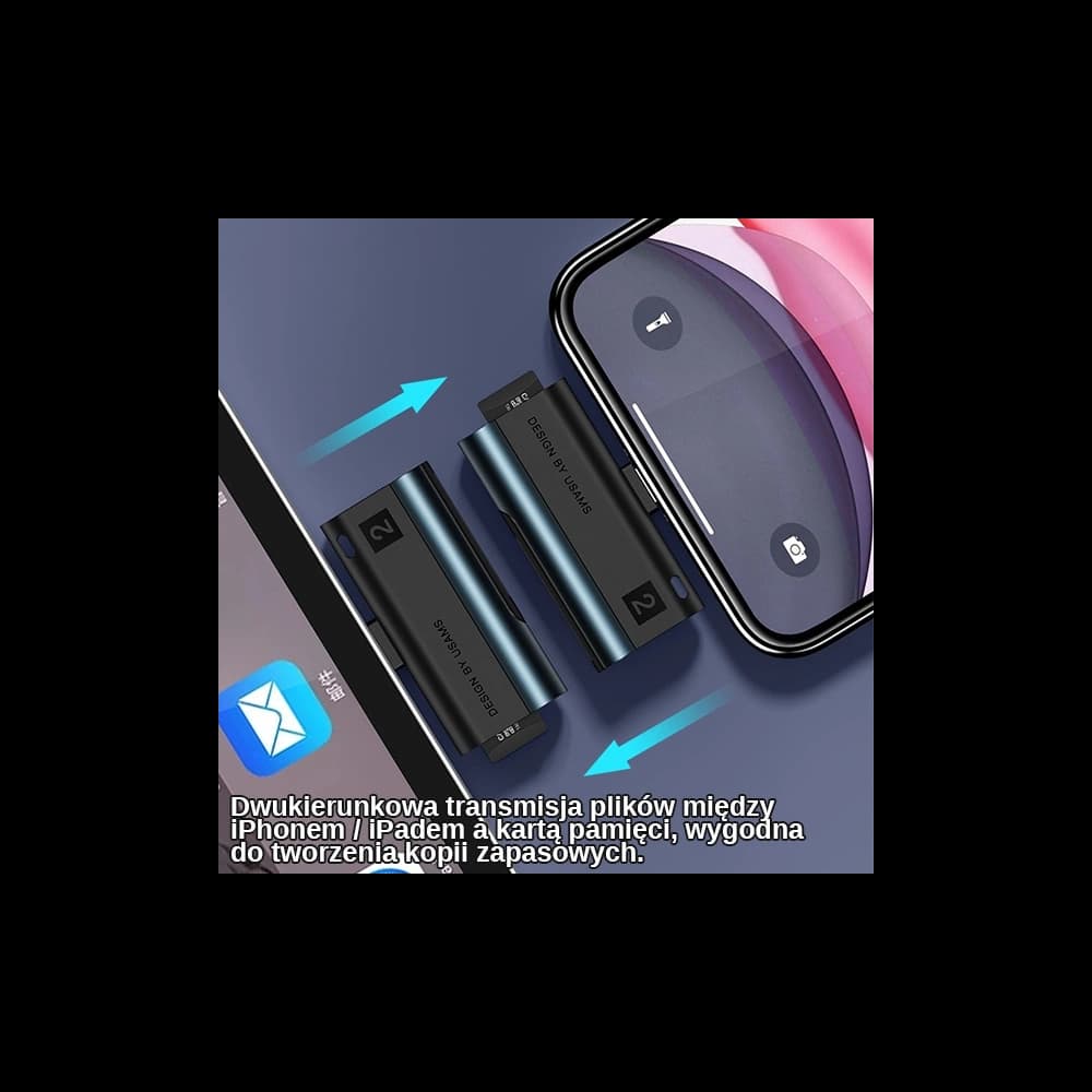 Cititor de carduri SD/microSD USAMS cu conector lightning roșu SJ430DKQ02 - 7