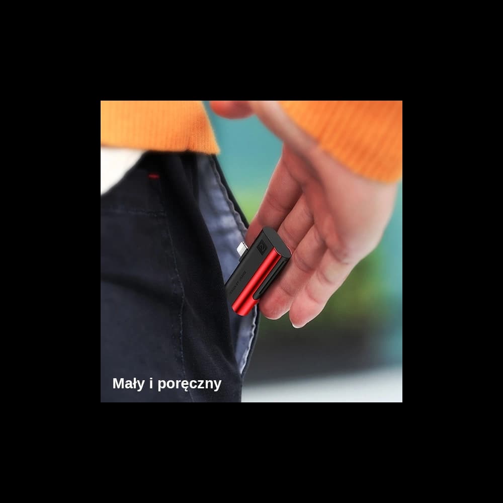 Cititor de carduri SD/microSD USAMS cu conector lightning roșu SJ430DKQ02 - 9