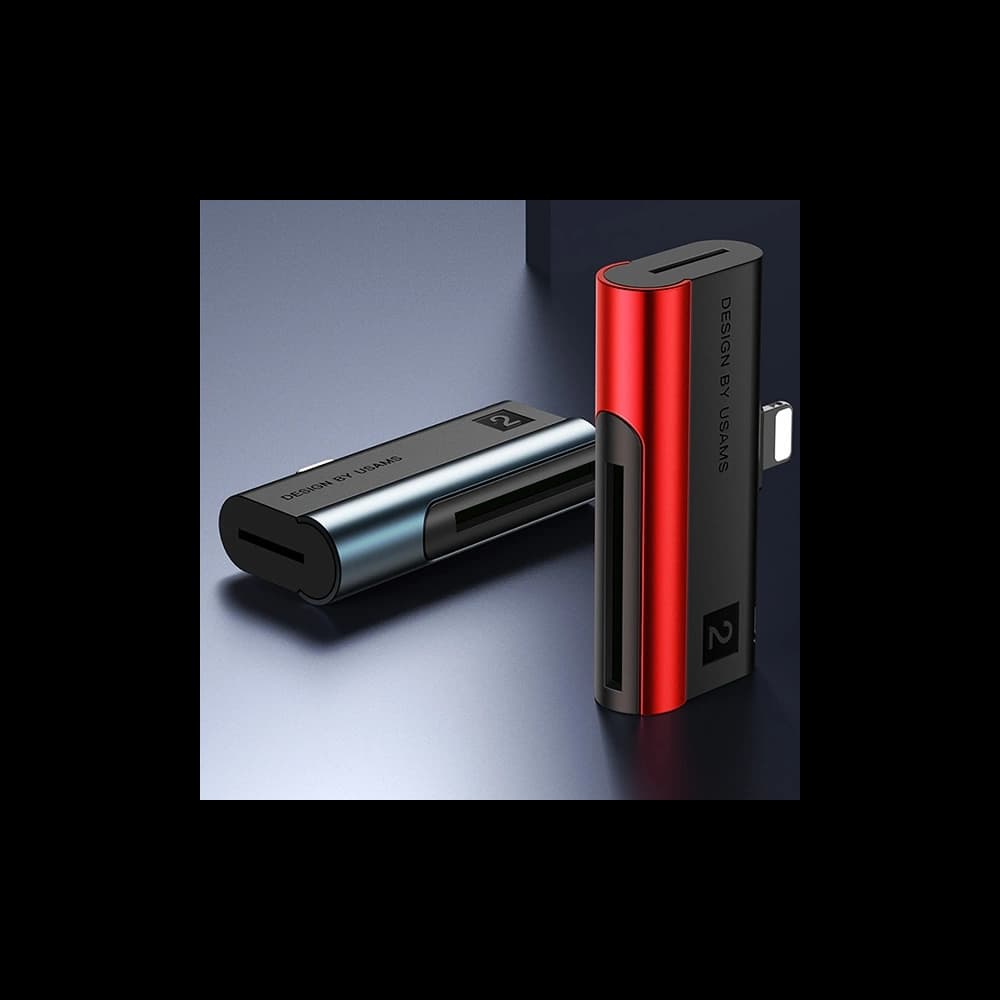 Cititor de carduri SD/microSD USAMS cu conector lightning roșu SJ430DKQ02 - 10