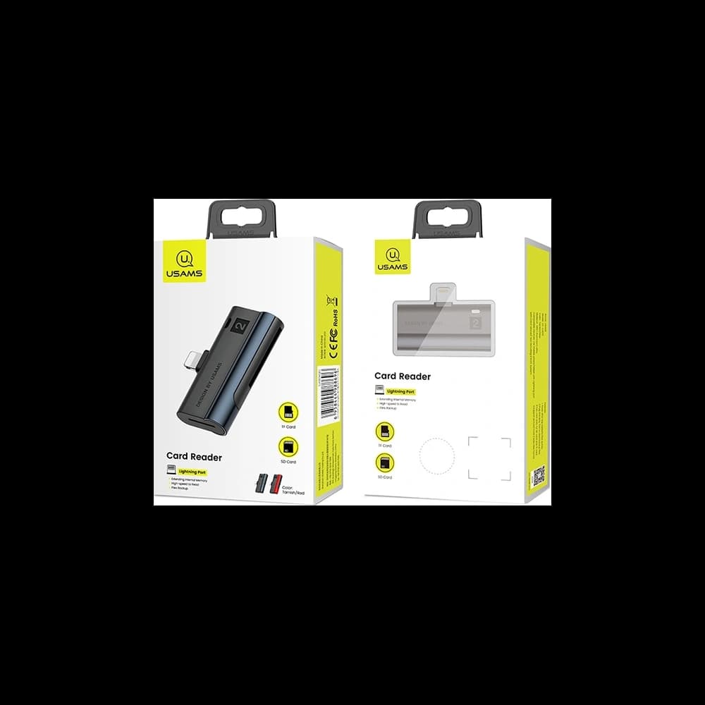 Cititor de carduri SD/microSD USAMS cu conector lightning roșu SJ430DKQ02 - 12