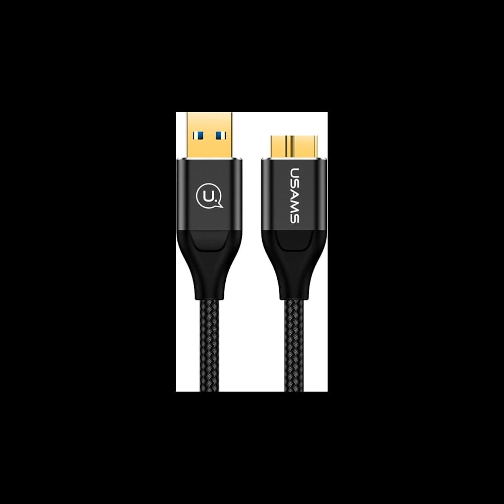 Cablu împletit USAMS U19 USB 3.0 micro USB B pentru disc extern 1m negru/black SJ272USB01 - 1