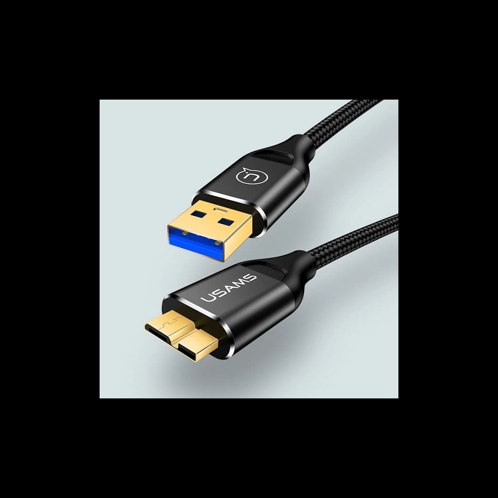 Cablu împletit USAMS U19 USB 3.0 micro USB B pentru disc extern 1m negru/black SJ272USB01 - 3