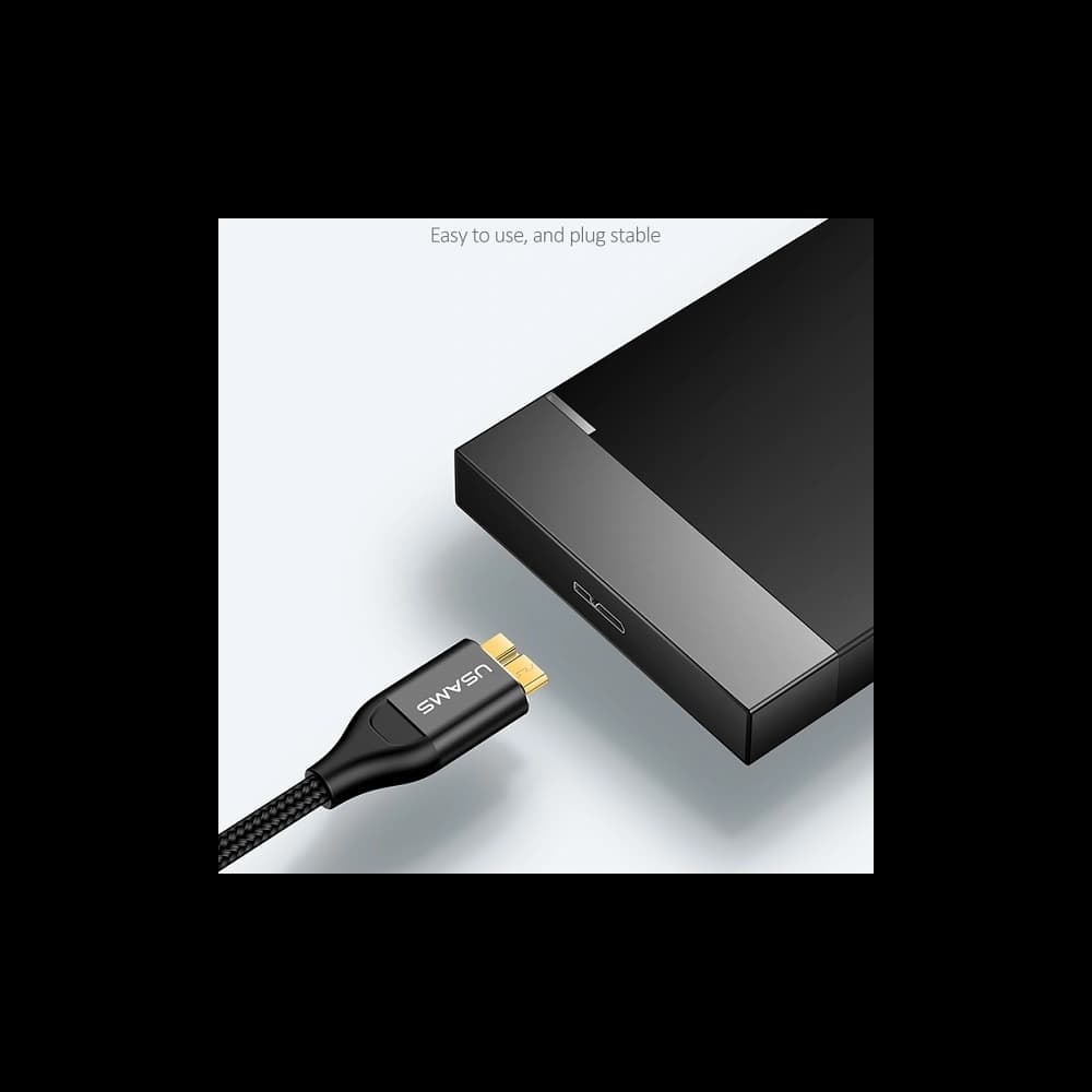 Cablu împletit USAMS U19 USB 3.0 micro USB B pentru disc extern 1m negru/black SJ272USB01 - 4