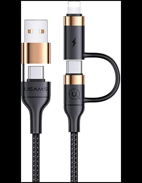 Kabel pleciony USAMS U62 2xUSB-C/USB-A /lightning 1,2m PD Fast Charge czarny/black SJ483USB01