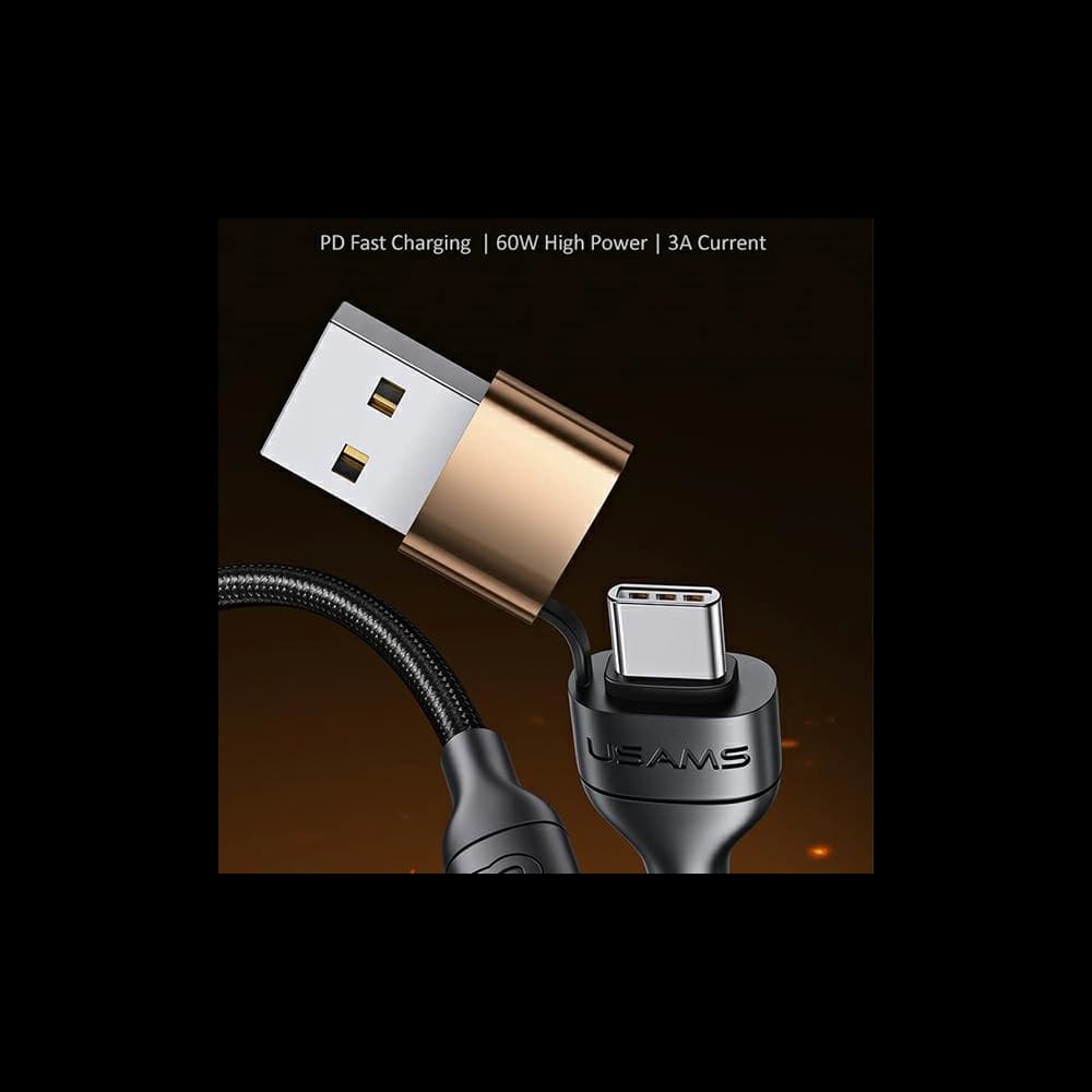 Cablul împletit USAMS U62 2xUSB-C/USB-A /lightning 1,2m PD Încărcare rapidă negru/SJ483USB01 - 2