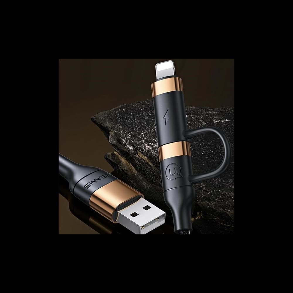 Cablul împletit USAMS U62 2xUSB-C/USB-A /lightning 1,2m PD Încărcare rapidă negru/SJ483USB01 - 3