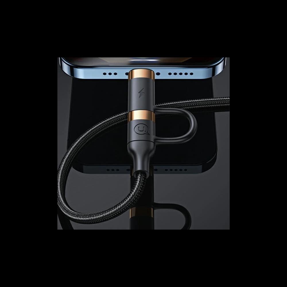 Cablul împletit USAMS U62 2xUSB-C/USB-A /lightning 1,2m PD Încărcare rapidă negru/SJ483USB01 - 5