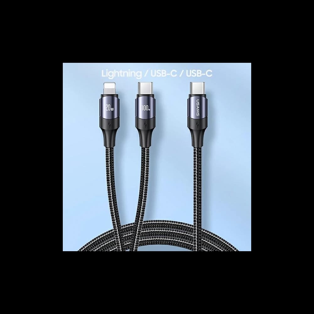 Cablul USAMS U71 USB-C/ Lightning la USB-C 1,2m 100W PD Încărcare Rapidă negru/SJ550USB01 - 2