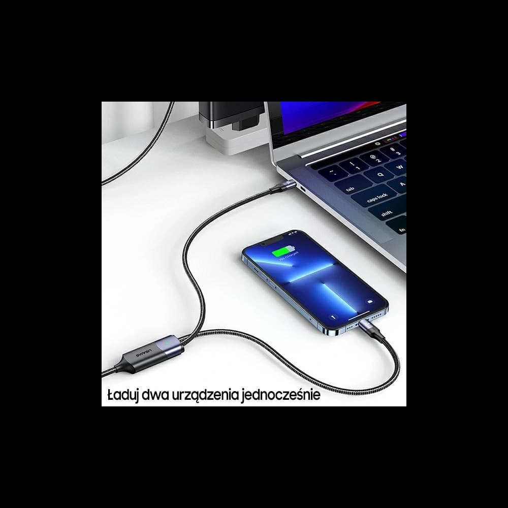 Cablul USAMS U71 USB-C/ Lightning la USB-C 1,2m 100W PD Încărcare Rapidă negru/SJ550USB01 - 3