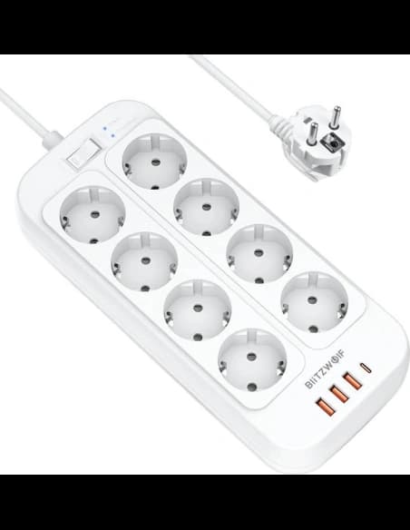Listwa zasilająca Blitzwolf BW-PC2, 8 gniazd + 3x USB, 1x USB-C, 2500W