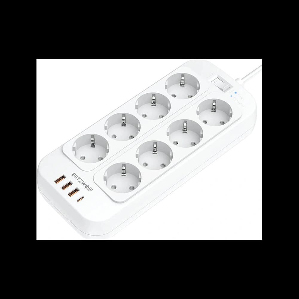 BlitzWolf BW-PC2 Extension & USB Charger 8x AC + 3x USB, 1x USB-C, 2500W - 3