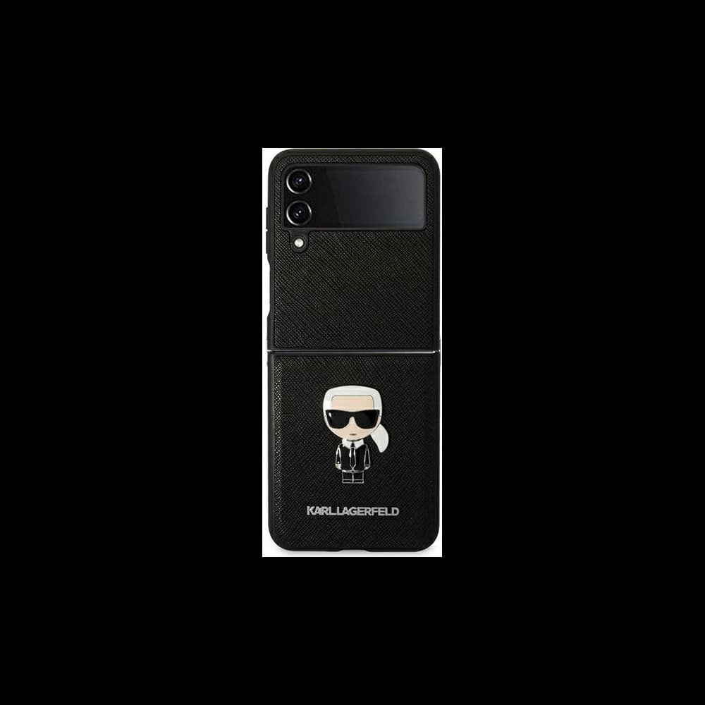 Etui Karl Lagerfeld KLHCZF4IKMSBK Samsung Galaxy Z Flip 4 negru/black book Saffiano Ikonik Metal