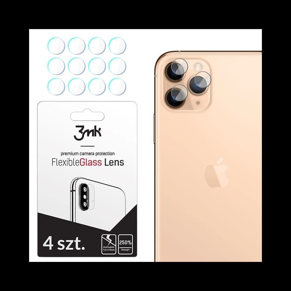 Hybridní sklo na objektiv fotoaparátu 3MK Lens Protection Apple iPhone 11 Pro/11 Pro Max [4 PACK] - 1