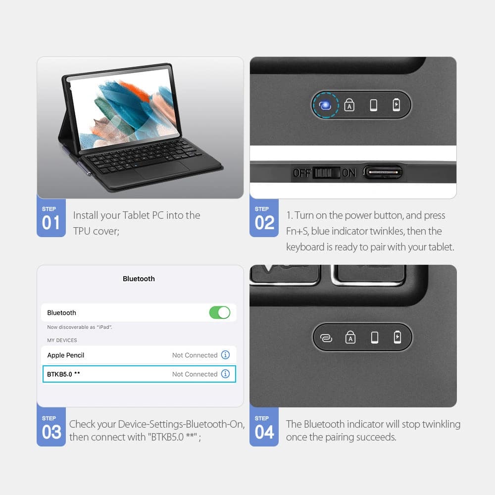 Dux Ducis Touchpad Billentyűzet Tok Bluetooth Samsung Galaxy Tab A8 10.5 fekete - 12