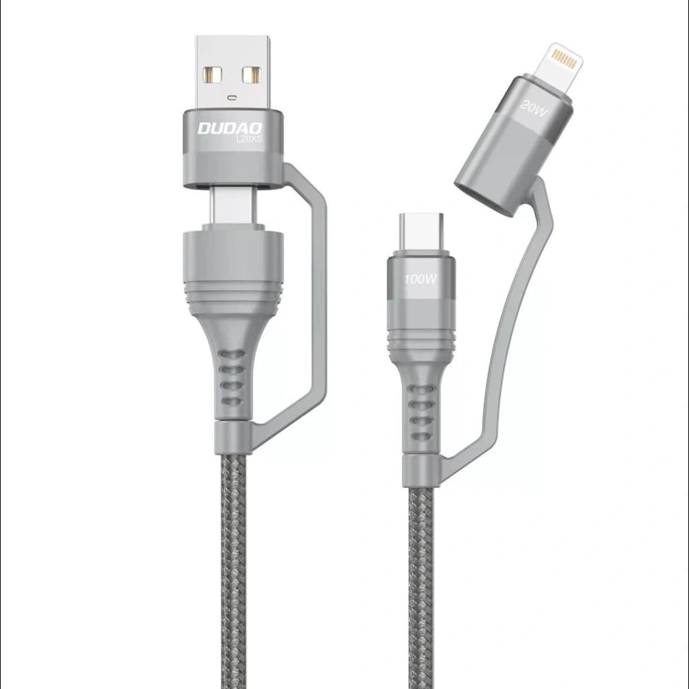 Kábel Dudao 4w1 USB-C PD/USB - USB-C/Lightning 1m szürke (L20XS) - 1