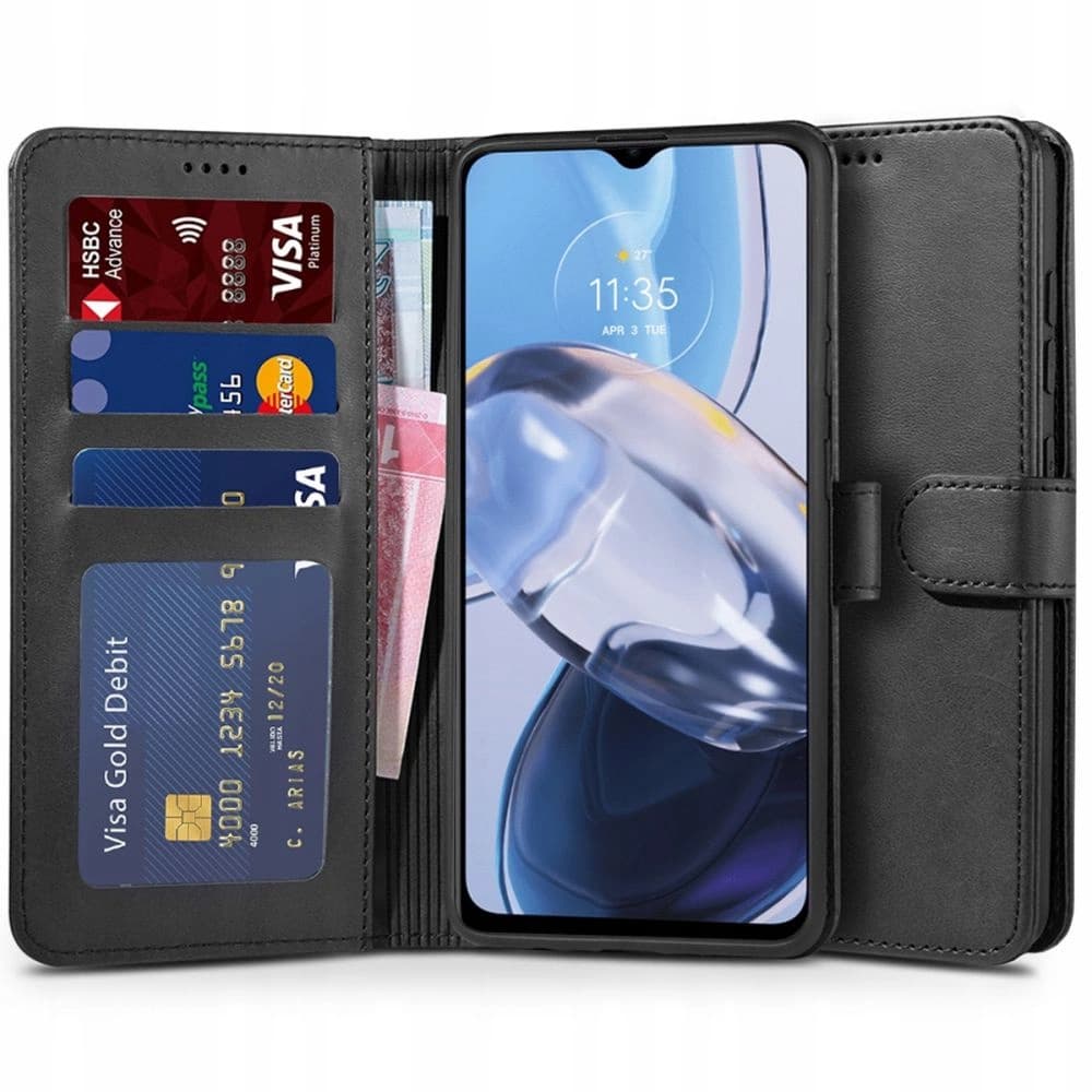 Case Tech-Protect Wallet Motorola Moto E22/E22i Schwarz