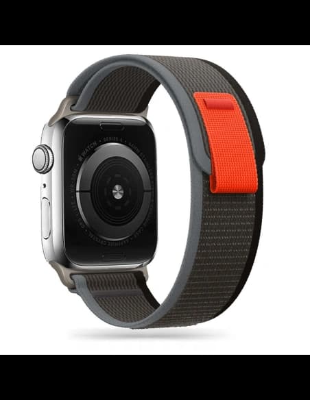 Pasek Tech-Protect Nylon Apple Watch 4/5/6/7/SE/8/9/Ultra 44/45/49mm Black/Orange