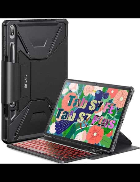 Etui Infiland Keyboard Stand Samsung Galaxy Tab S8+ Plus/S7+ Plus/S7 FE 12.4 Černé